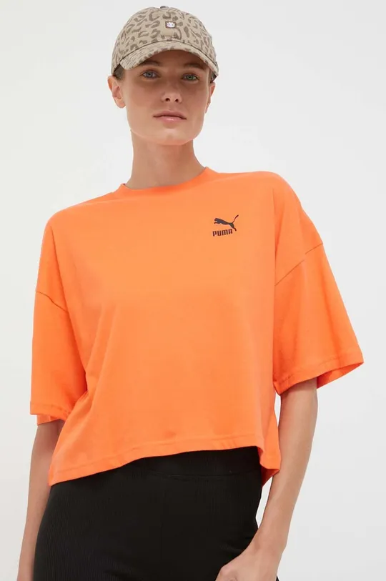 oranžová Bavlnené tričko Puma Dámsky