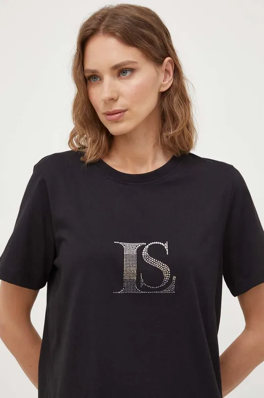 μαύρο Βαμβακερό μπλουζάκι Luisa Spagnoli