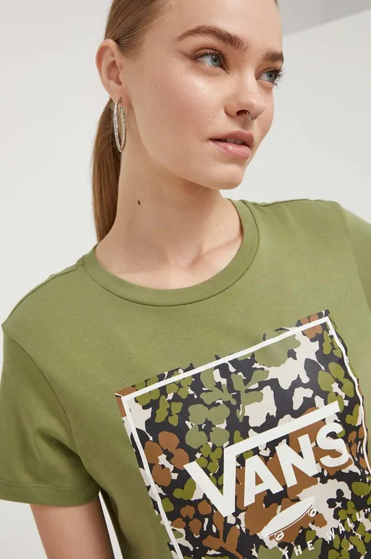 zelená Bavlnené tričko Vans Dámsky