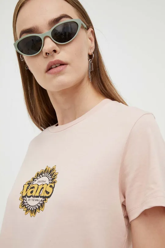 ružová Bavlnené tričko Vans