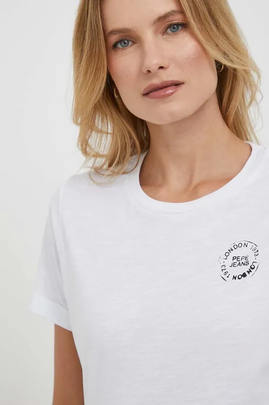 λευκό Βαμβακερό μπλουζάκι Pepe Jeans Chantal Γυναικεία