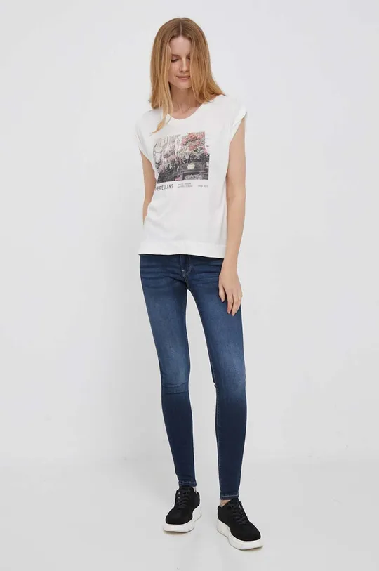 Pepe Jeans t-shirt bawełniany Coraline beżowy