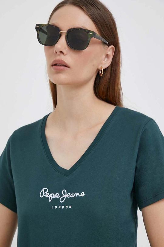 Βαμβακερό μπλουζάκι Pepe Jeans πράσινο PL505709.692