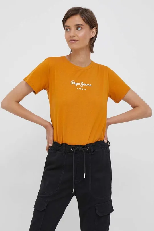 πορτοκαλί Βαμβακερό μπλουζάκι Pepe Jeans Wendys Γυναικεία