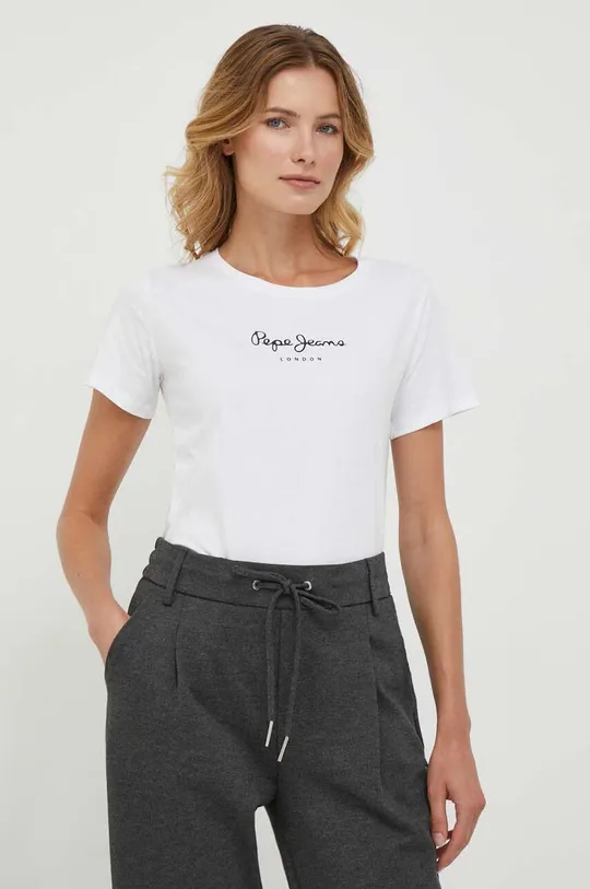 білий Бавовняна футболка Pepe Jeans Жіночий