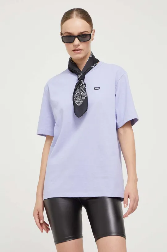 vijolična Bombažna kratka majica Vans Ženski