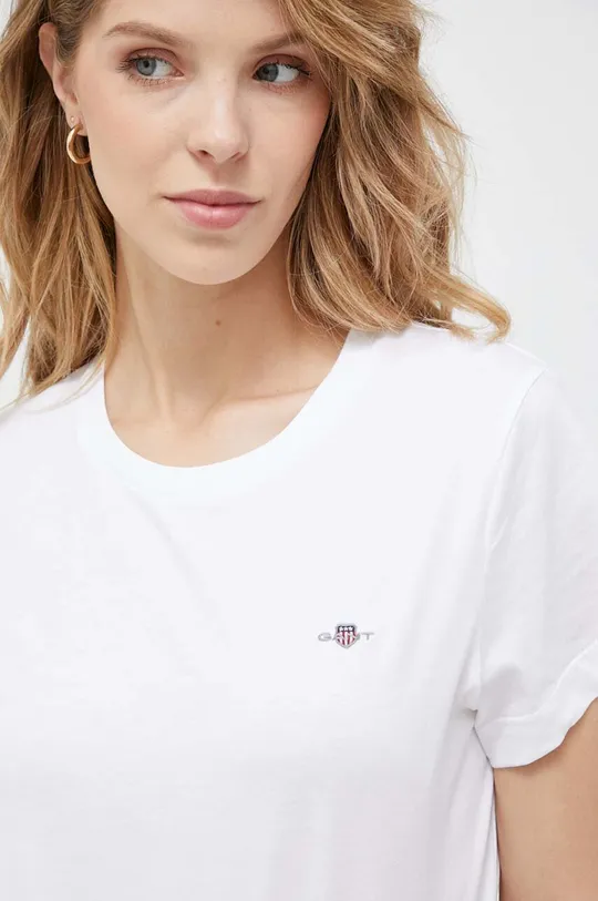 λευκό Βαμβακερό μπλουζάκι Gant Γυναικεία