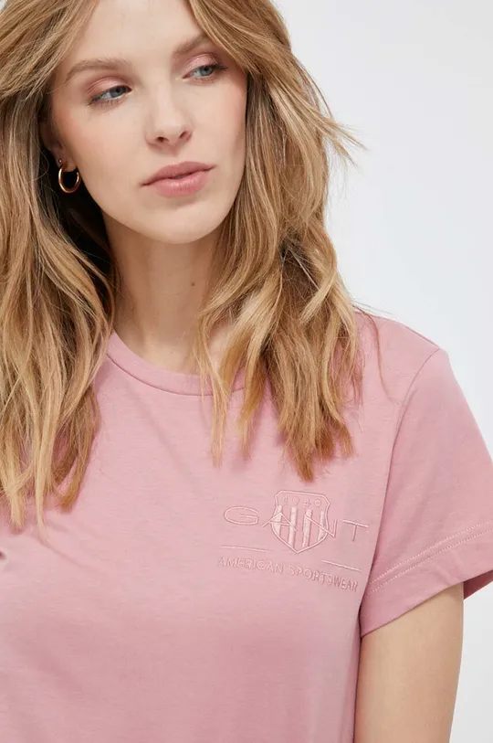 ροζ Βαμβακερό μπλουζάκι Gant Γυναικεία