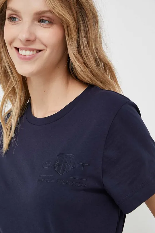 mornarsko modra Bombažna kratka majica Gant Ženski