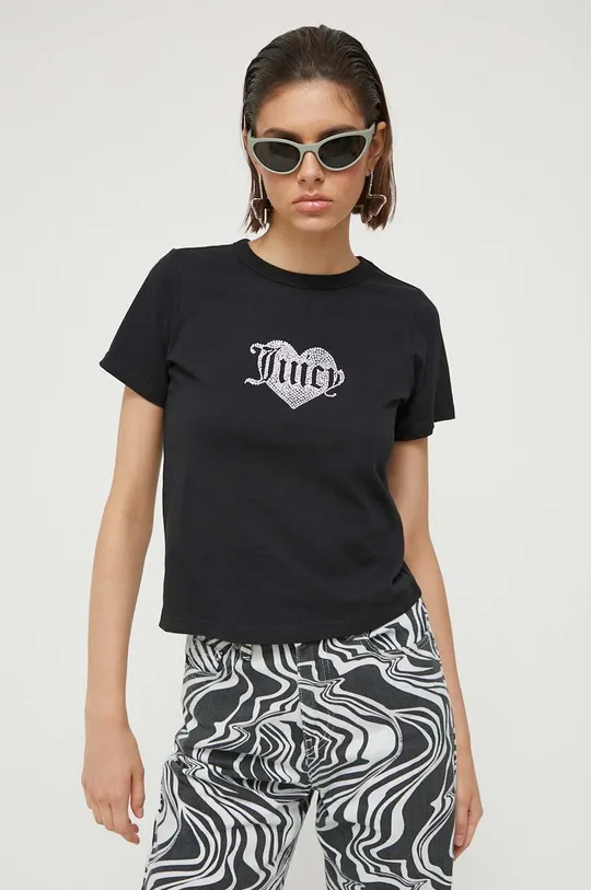 črna Bombažna kratka majica Juicy Couture Haylee Ženski