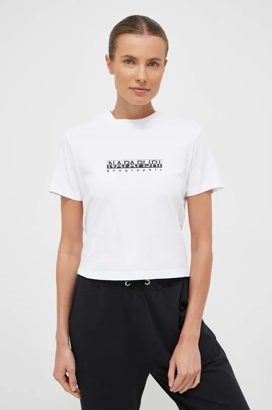 λευκό Βαμβακερό μπλουζάκι Napapijri Γυναικεία