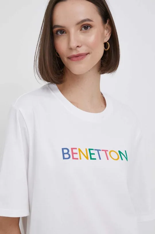 λευκό Βαμβακερό μπλουζάκι United Colors of Benetton