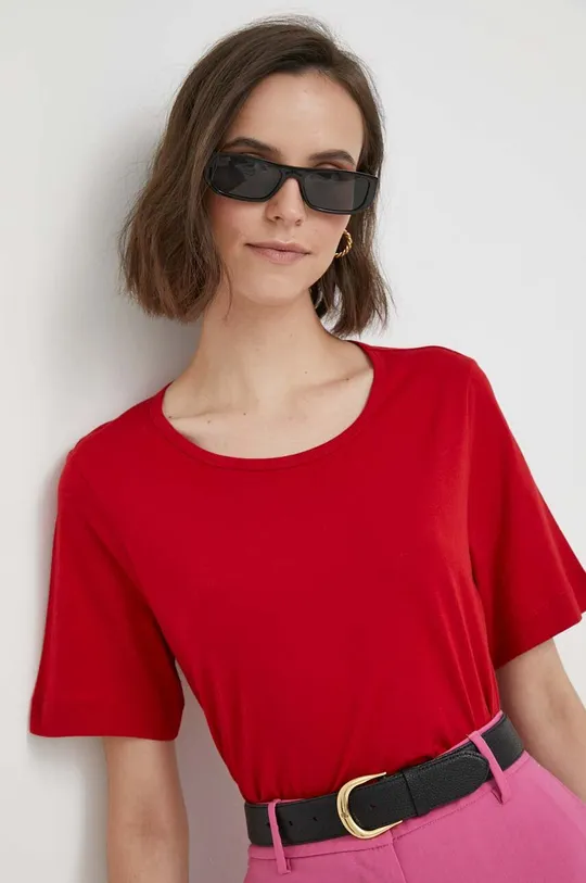 κόκκινο Βαμβακερό μπλουζάκι United Colors of Benetton Γυναικεία