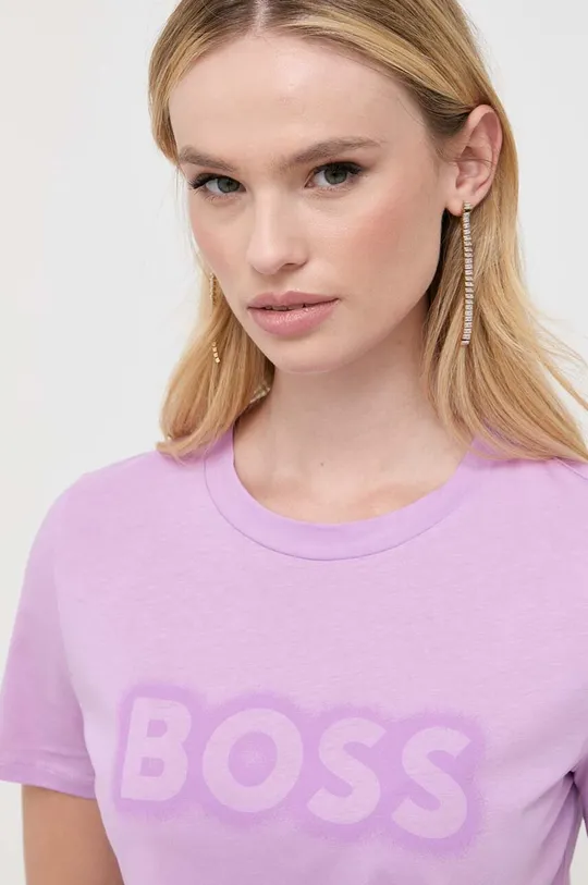 ροζ Βαμβακερό μπλουζάκι Boss Orange BOSS ORANGE
