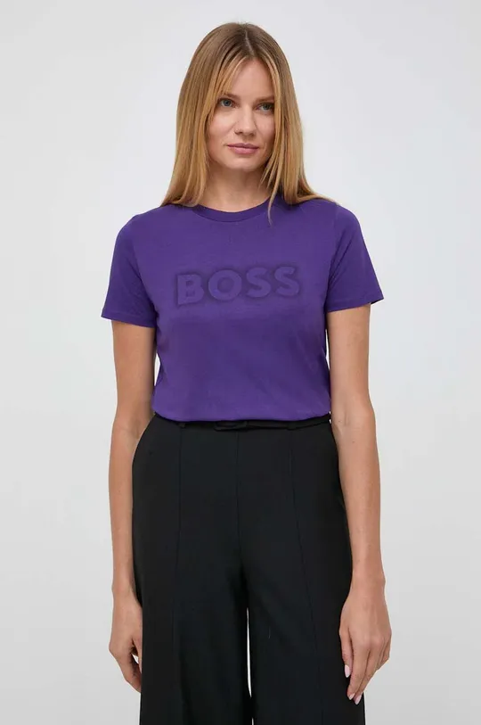 фіолетовий Бавовняна футболка Boss Orange BOSS ORANGE Жіночий