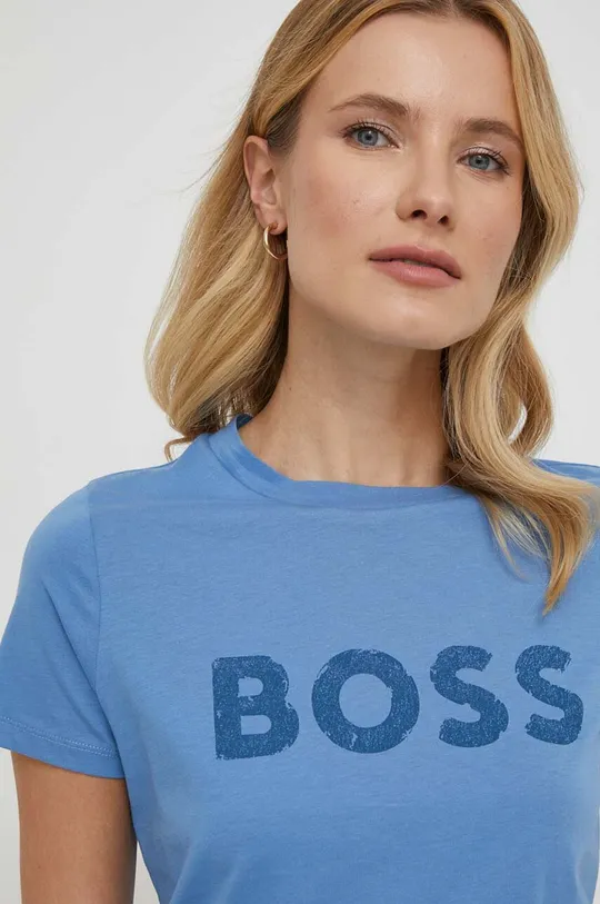 Bavlnené tričko BOSS ORANGE modrá