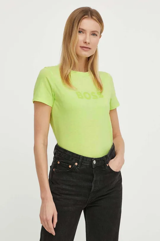πράσινο Βαμβακερό μπλουζάκι Boss Orange BOSS ORANGE Γυναικεία