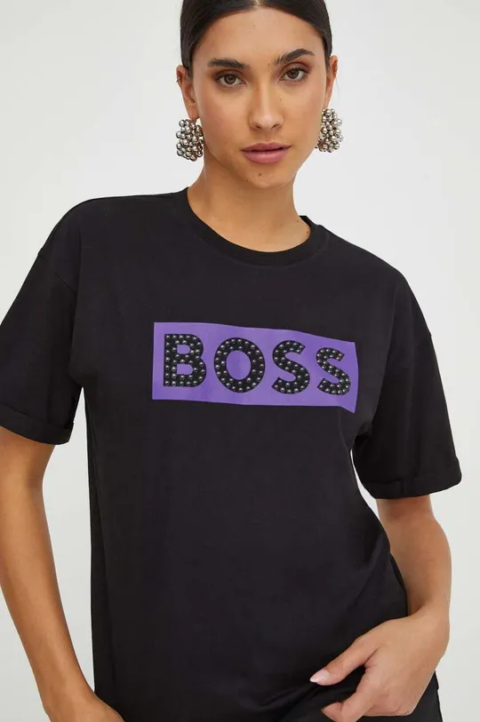 μαύρο Βαμβακερό μπλουζάκι Boss Orange BOSS ORANGE Γυναικεία