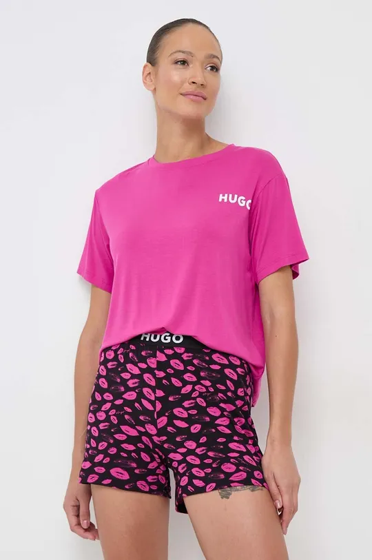 ροζ Μπλουζάκι lounge HUGO Γυναικεία