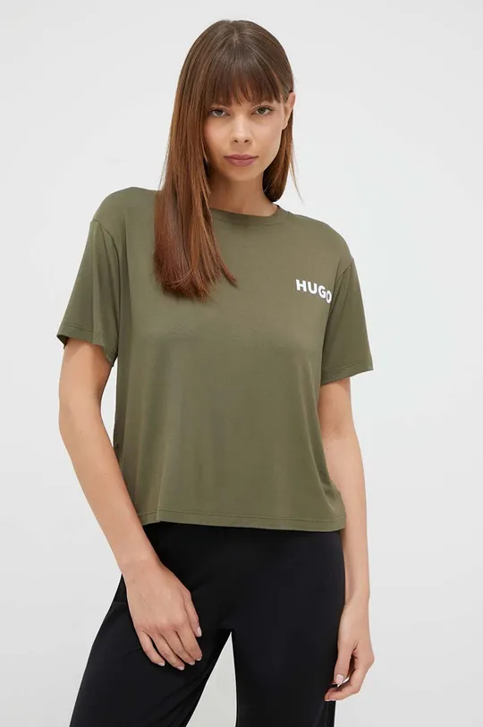 zielony HUGO t-shirt lounge Damski