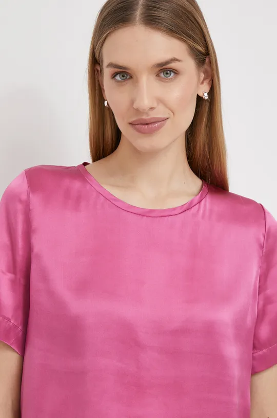 różowy Sisley bluzka jedwabna