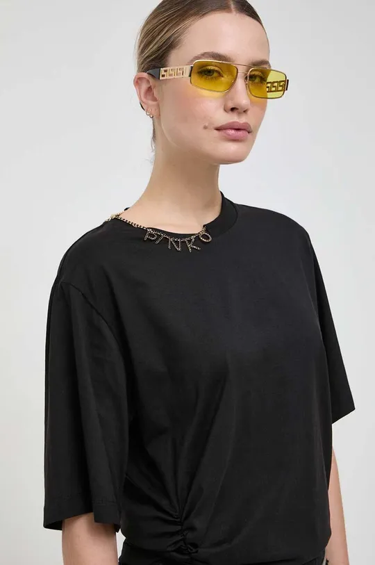 czarny Pinko t-shirt bawełniany