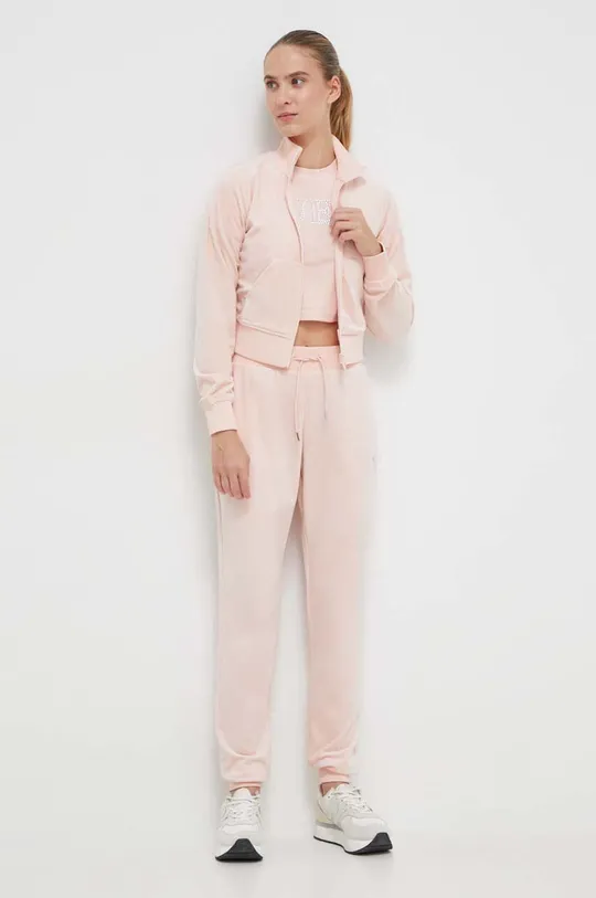Guess velúr póló COUTURE rózsaszín