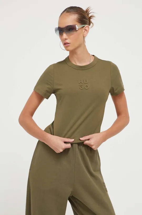 πράσινο Βαμβακερό μπλουζάκι HUGO Γυναικεία