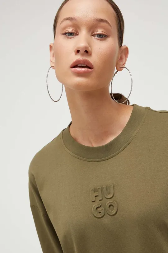 πράσινο Βαμβακερό μπλουζάκι HUGO Γυναικεία