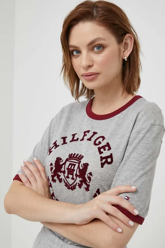 szary Tommy Hilfiger t-shirt bawełniany