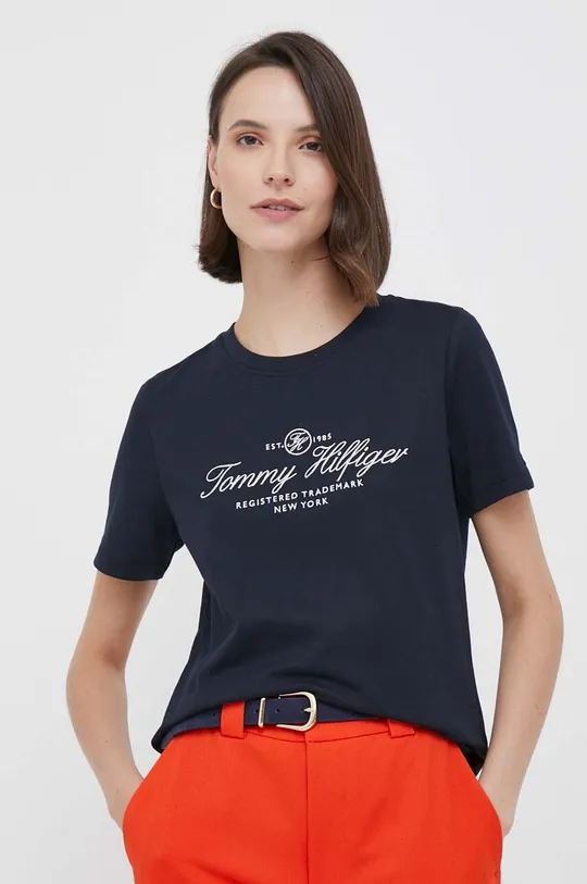 темно-синій Бавовняна футболка Tommy Hilfiger Жіночий