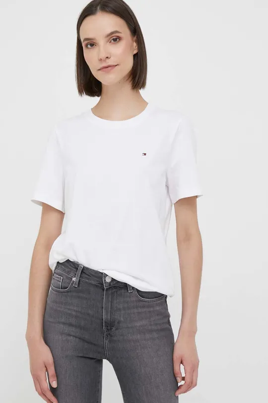 biały Tommy Hilfiger t-shirt bawełniany