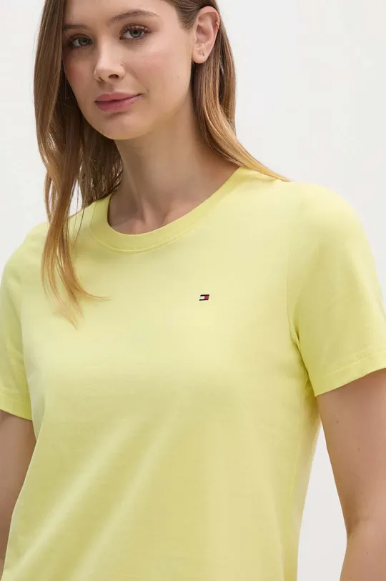 rumena Bombažna kratka majica Tommy Hilfiger Ženski