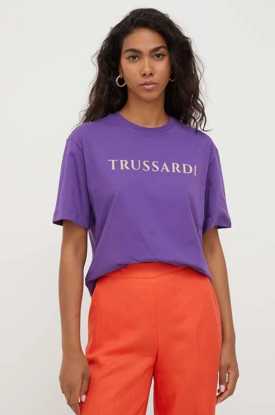 μωβ Βαμβακερό μπλουζάκι Trussardi Γυναικεία