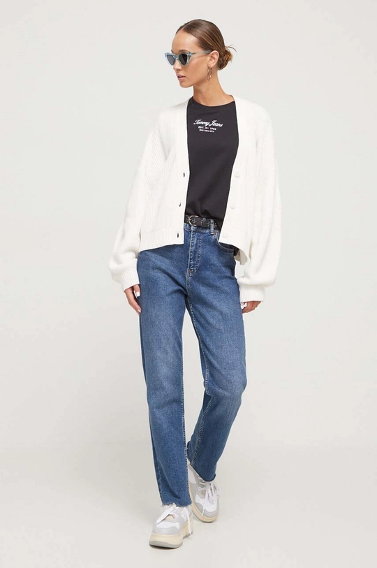 Βαμβακερό μπλουζάκι Tommy Jeans DW0DW16444 μαύρο AW23