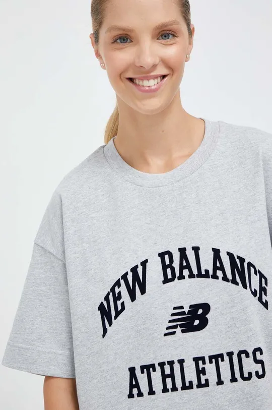 γκρί Βαμβακερό μπλουζάκι New Balance