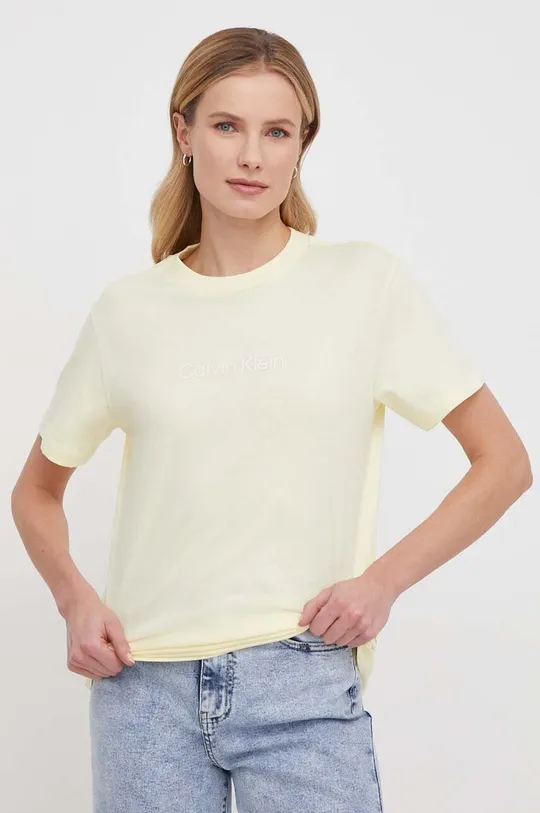 Bombažna kratka majica Calvin Klein rumena