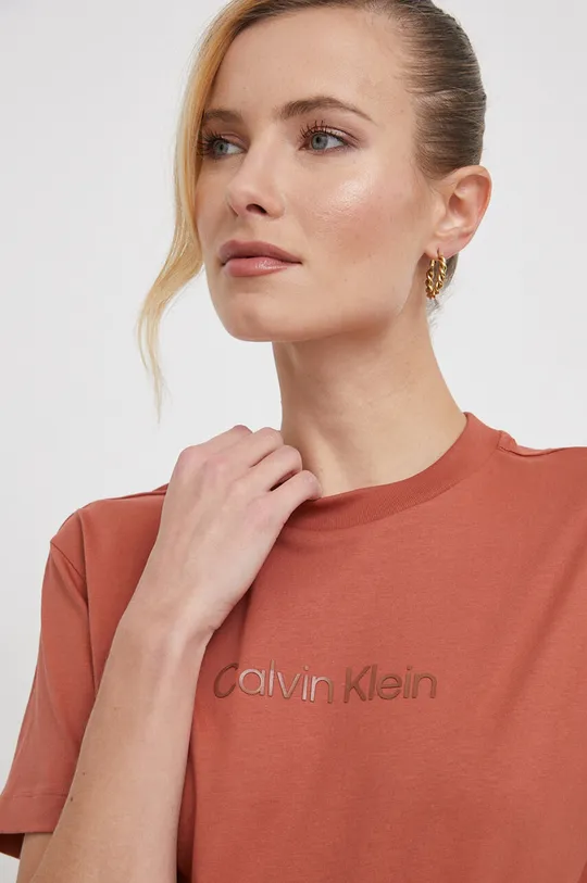 πορτοκαλί Βαμβακερό μπλουζάκι Calvin Klein Γυναικεία