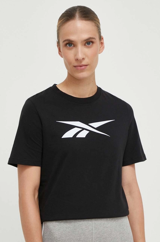 czarny Reebok t-shirt bawełniany Damski