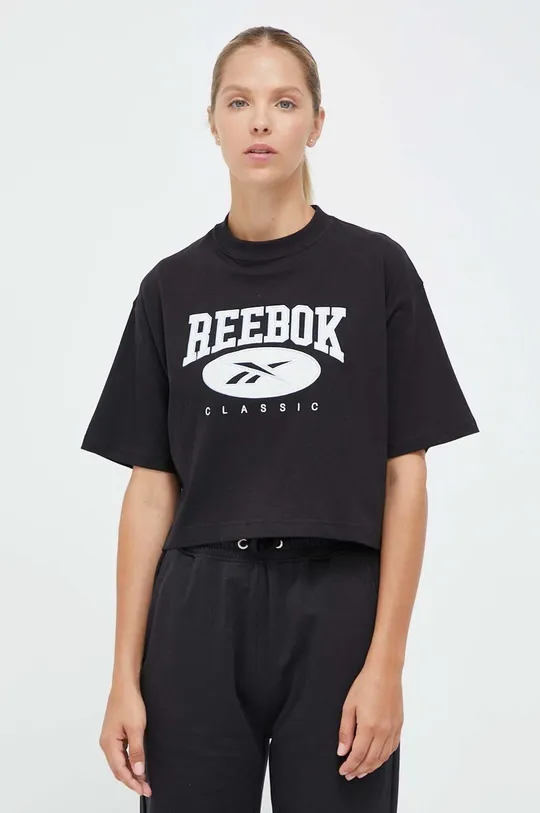 чёрный Хлопковая футболка Reebok Classic Женский