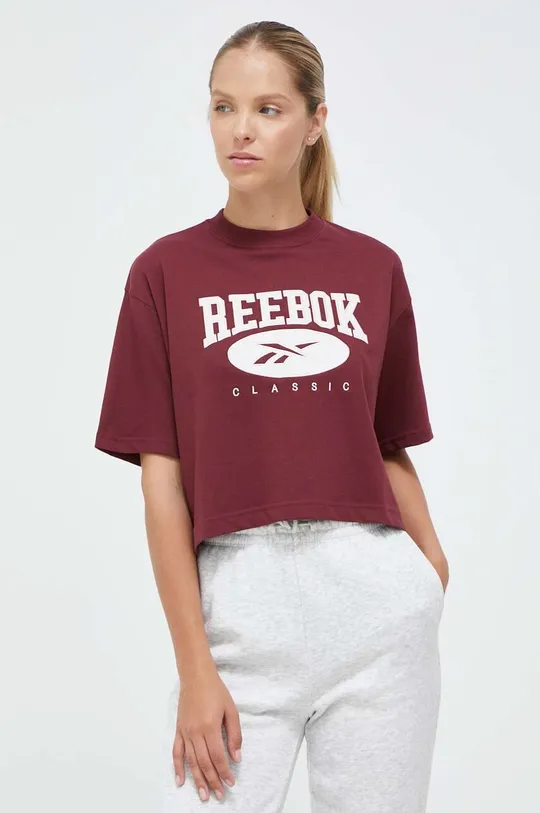 bordowy Reebok Classic t-shirt bawełniany Damski