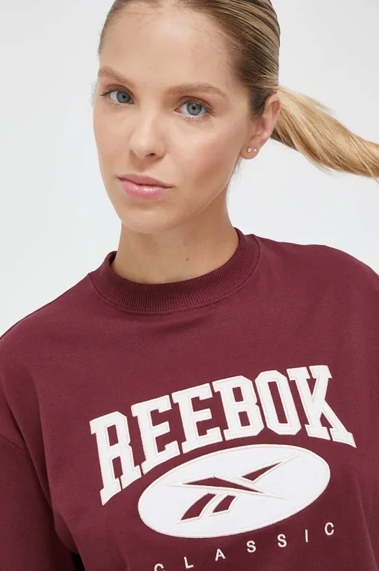 μπορντό Βαμβακερό μπλουζάκι Reebok Classic