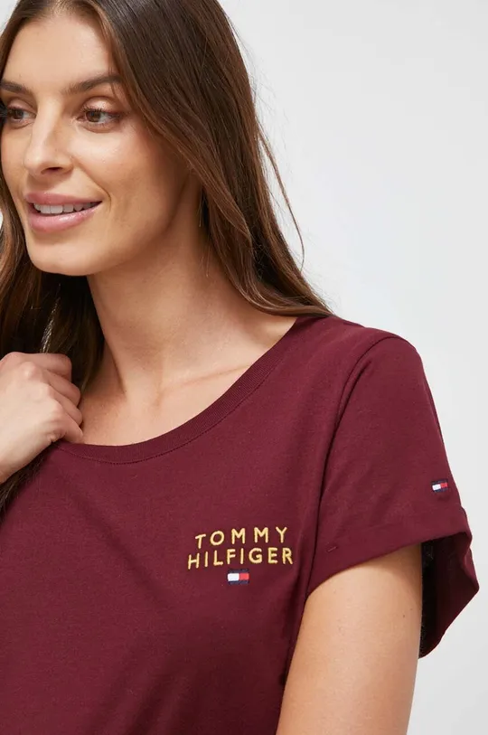 μπορντό Βαμβακερό t-shirt Tommy Hilfiger