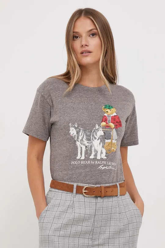 γκρί Μπλουζάκι Polo Ralph Lauren Γυναικεία