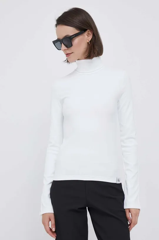 bela Majica z dolgimi rokavi Calvin Klein Jeans Ženski