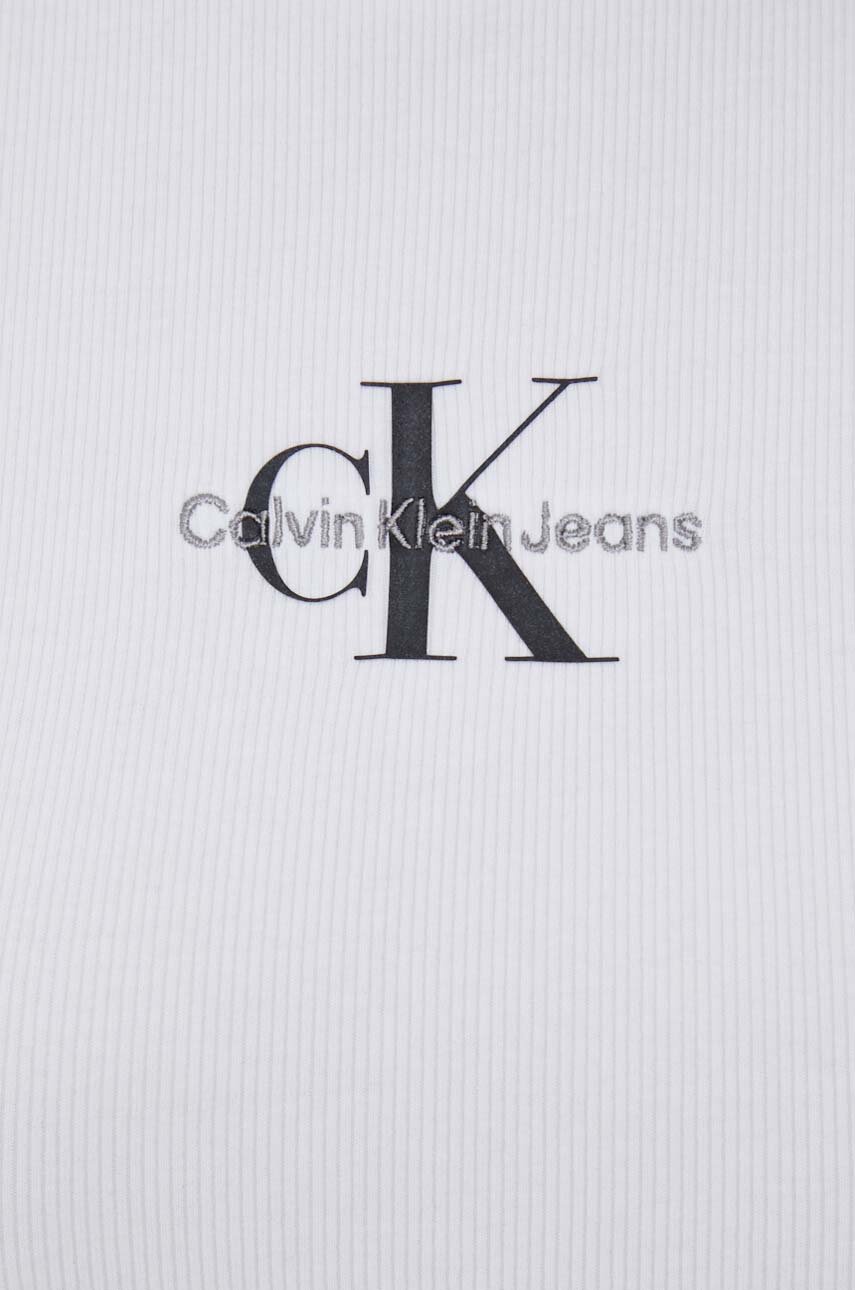Calvin Klein Jeans longsleeve damski kolor biały z golfem