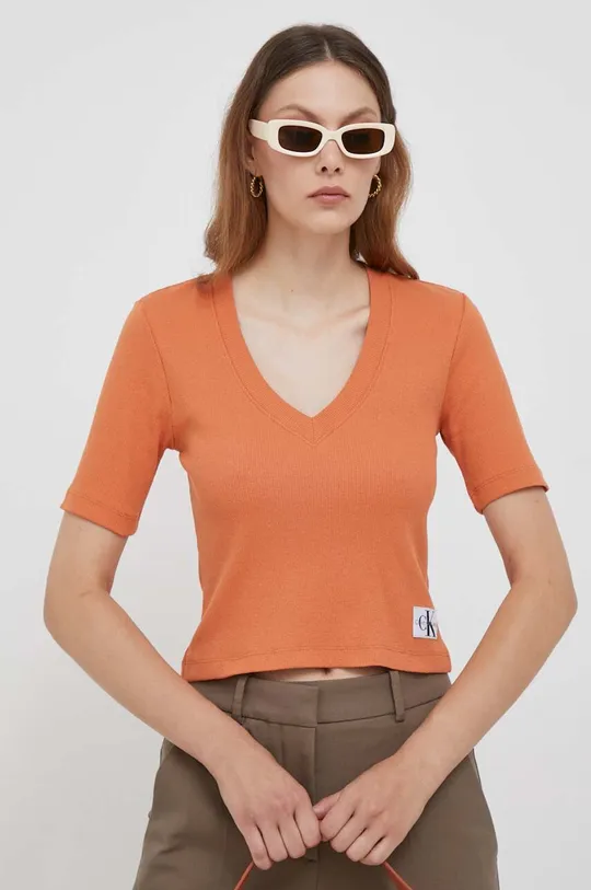 πορτοκαλί Μπλουζάκι Calvin Klein Jeans Γυναικεία