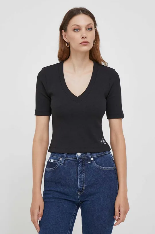 czarny Calvin Klein Jeans t-shirt Damski