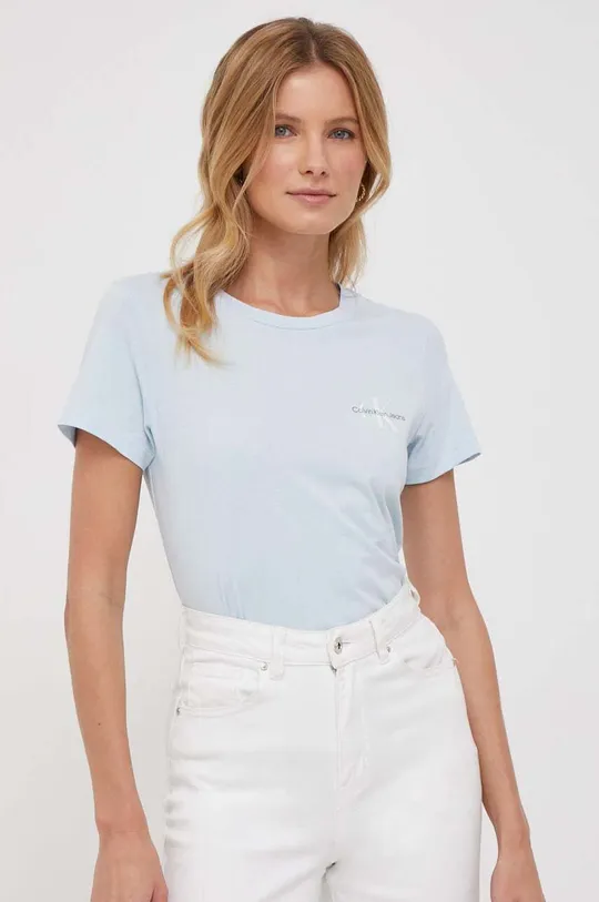 Bombažna kratka majica Calvin Klein Jeans 2-pack modra