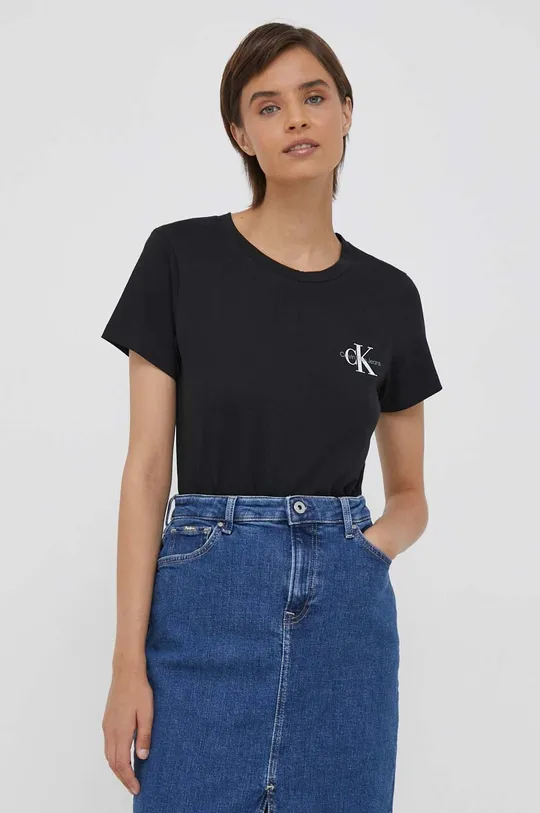 Bombažna kratka majica Calvin Klein Jeans 2-pack bež